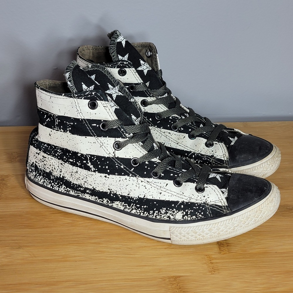 Converse High Top Distressed Flag 8 / 6 Handwritten Messages Emo Punk Grunge